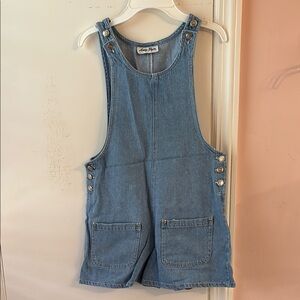 Girls Denim Overalls with Button Details